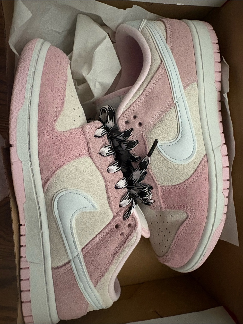 Women’s Pink and White Suede Low-Top Sneakers